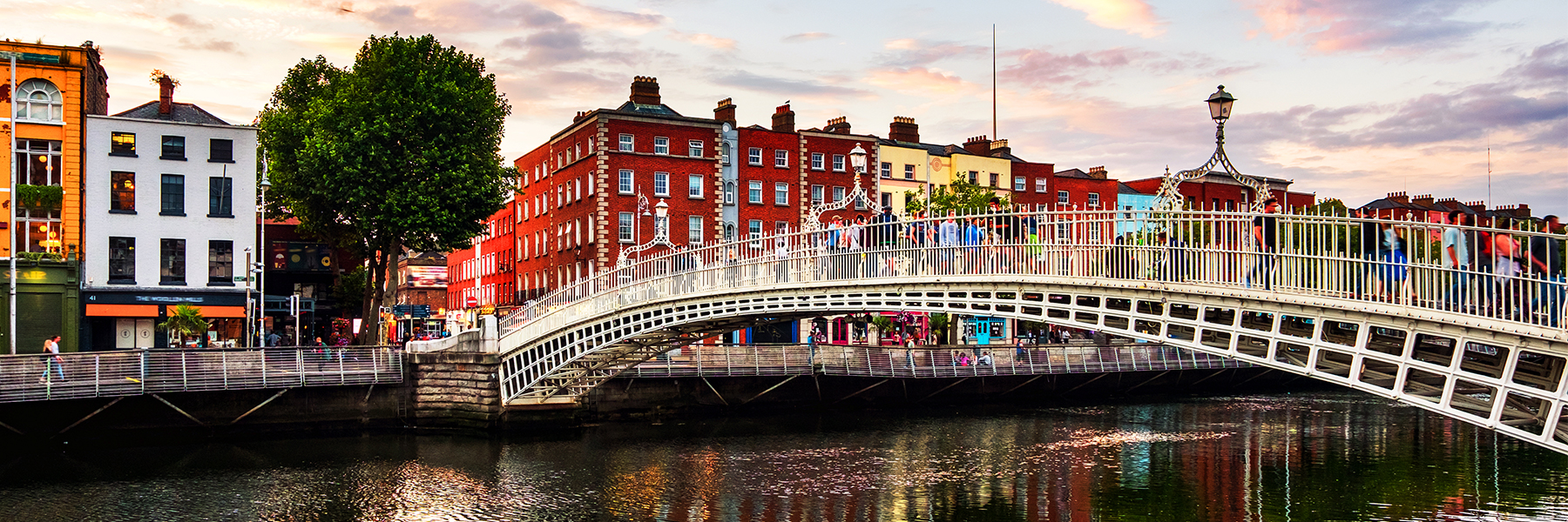 Dublin, Ireland city view by a bridge