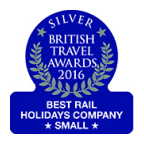 2016 - British Travel Awards - Silver for Best Rail Holiday Company (small)