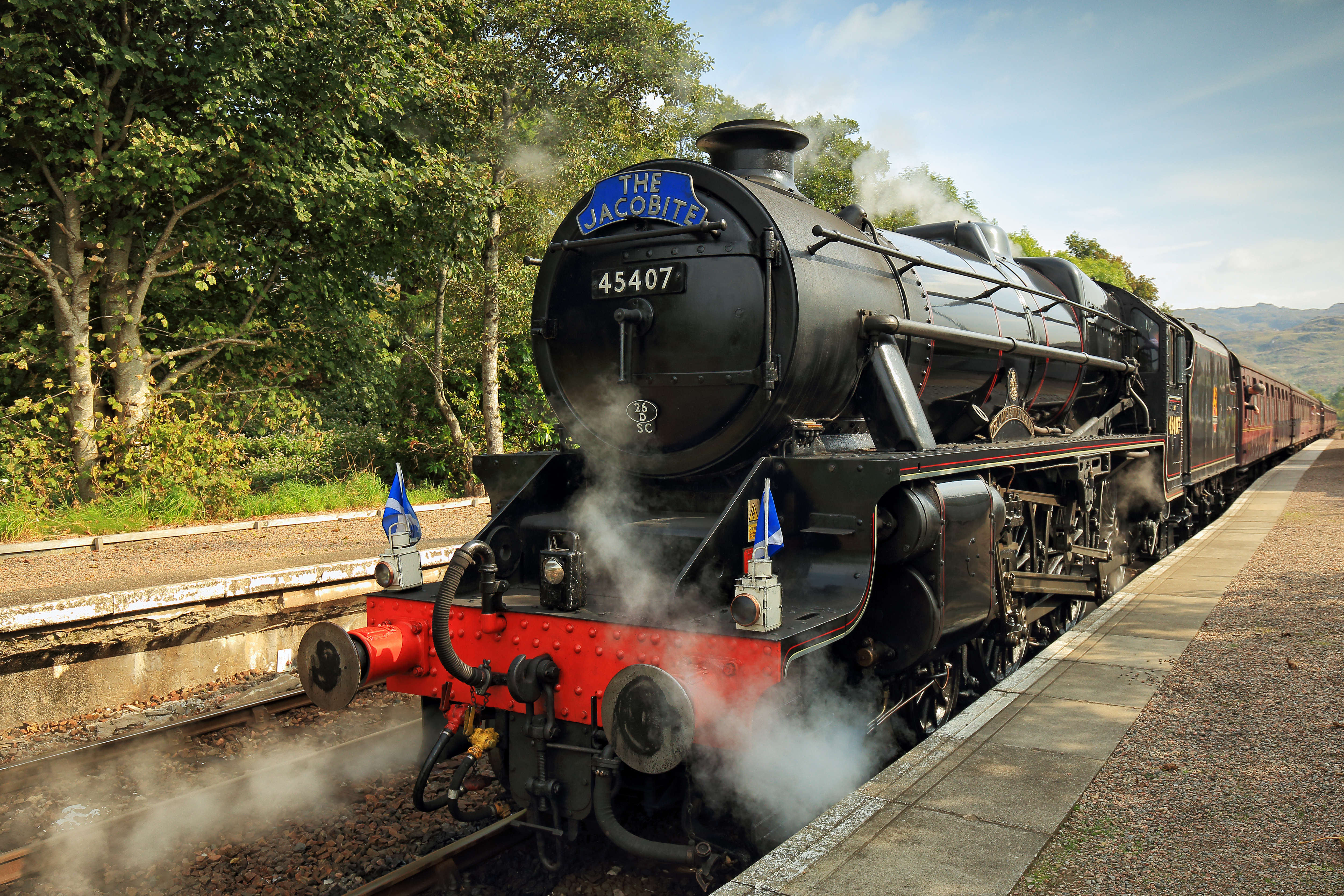 The locomotive of the Jacobite Steam Train 