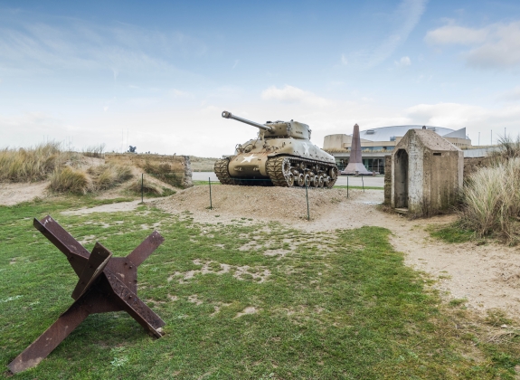 American tank on Utah Beach, Normandy invasion landing memorial