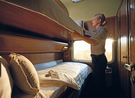 ghan sleeper train gold service sleeping room turndown