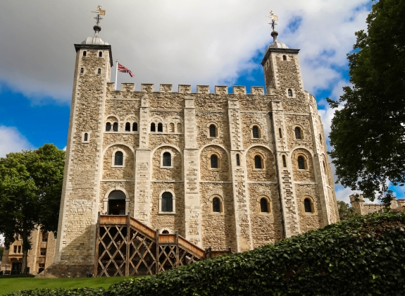 The White Tower - Main castle within the Tower of London and the outer walls in London, England