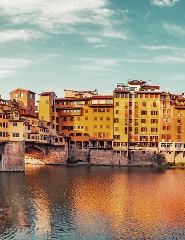 buildings on the wanters in Florence, Italy.