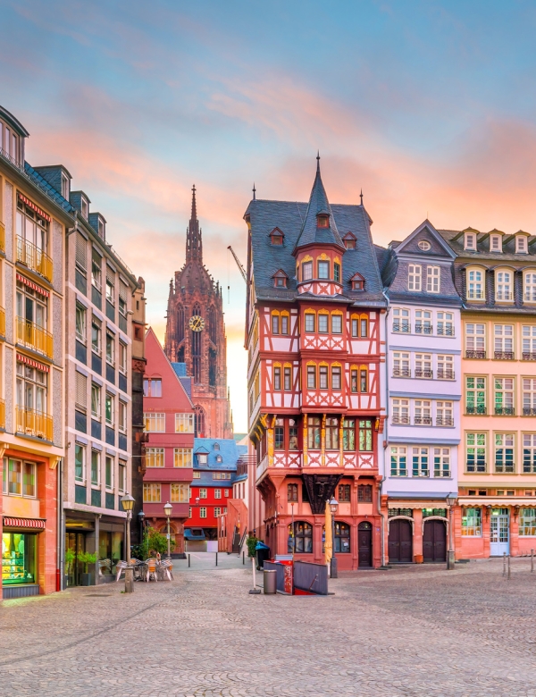 Frankfurt Old town square romerberg at twilight Frankfurt Old town square romerberg at twilight