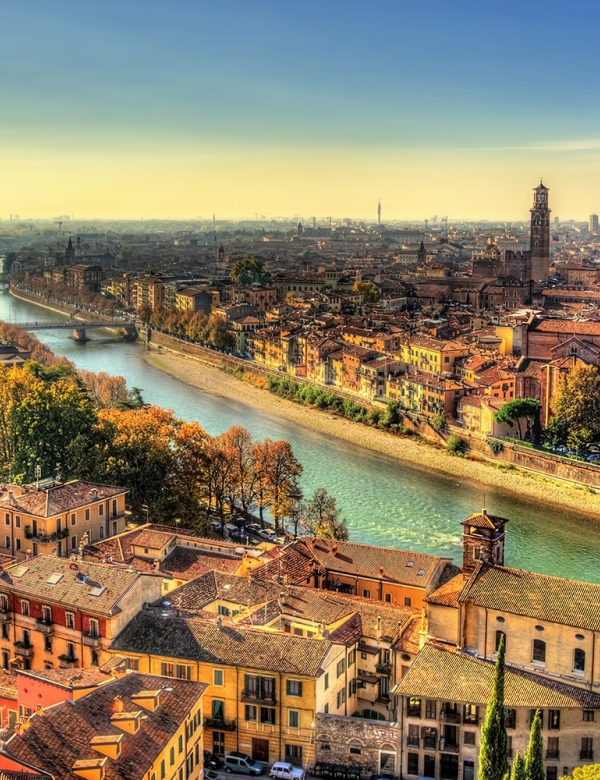 Verona river skyline view