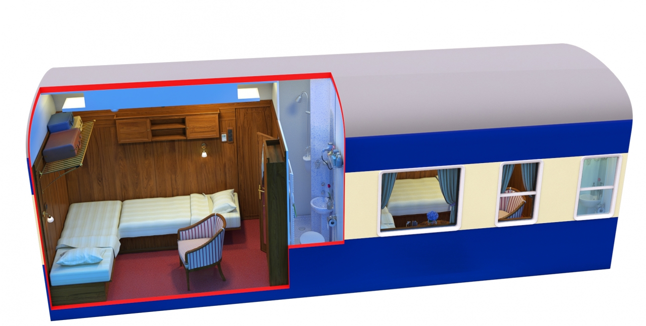 Deluxe Cabin Night view Diagram on the Golden Eagle Danube Express