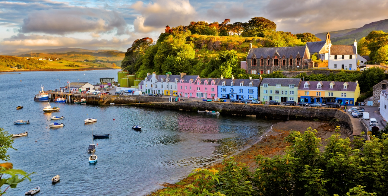 view on Portree before sunset, Isle of Skye, Scotland
