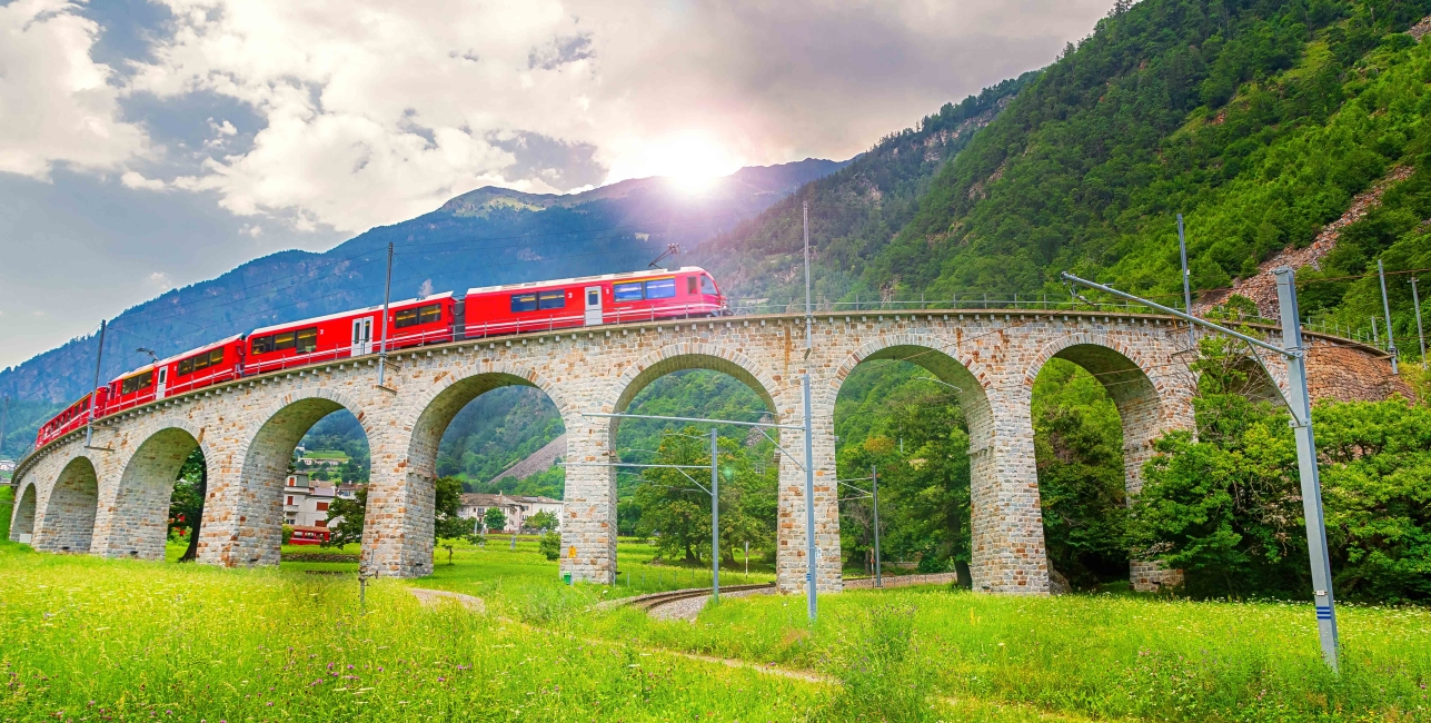 bernina express train in switzerland
