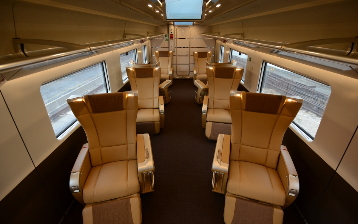 An executive train carriage ahead of boarding