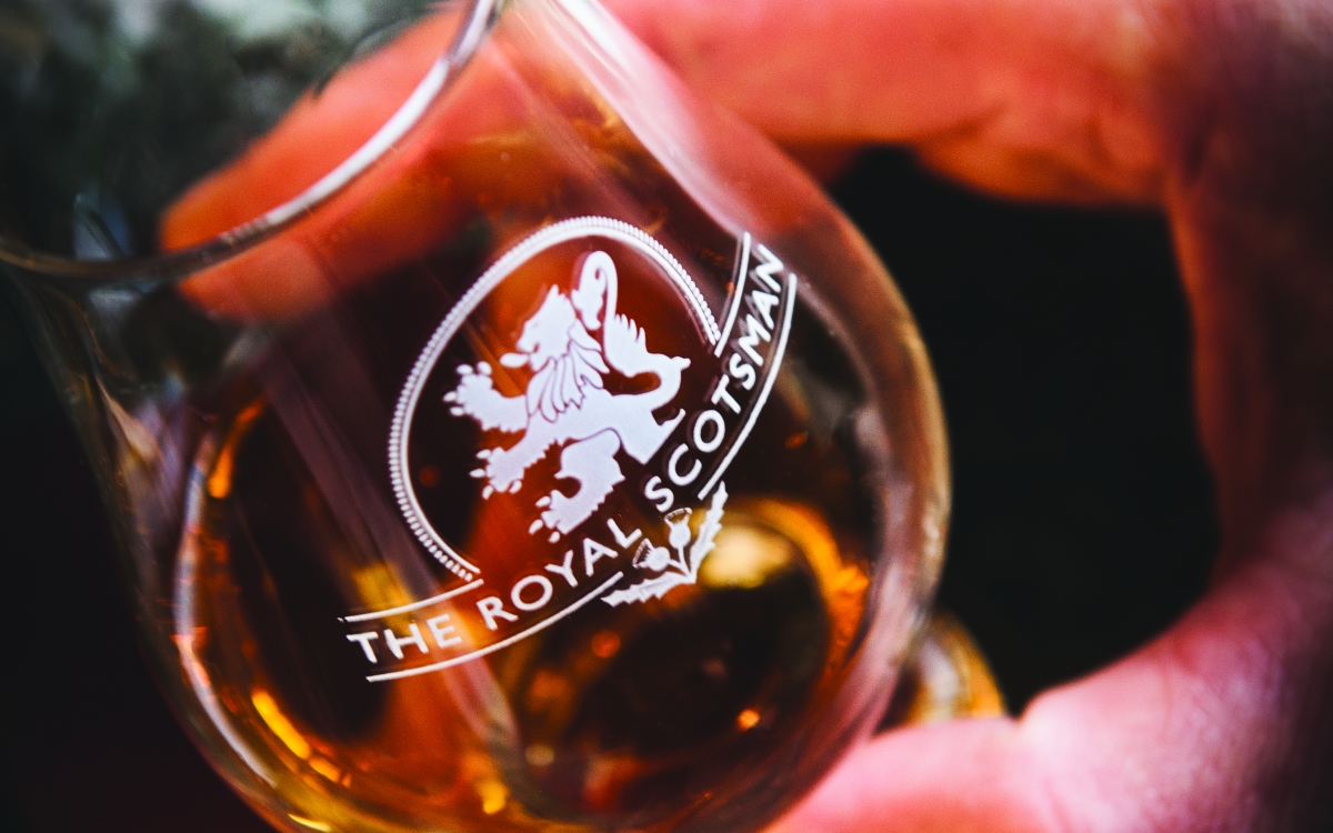 scotch glass on the Belmond Royal Scotsman