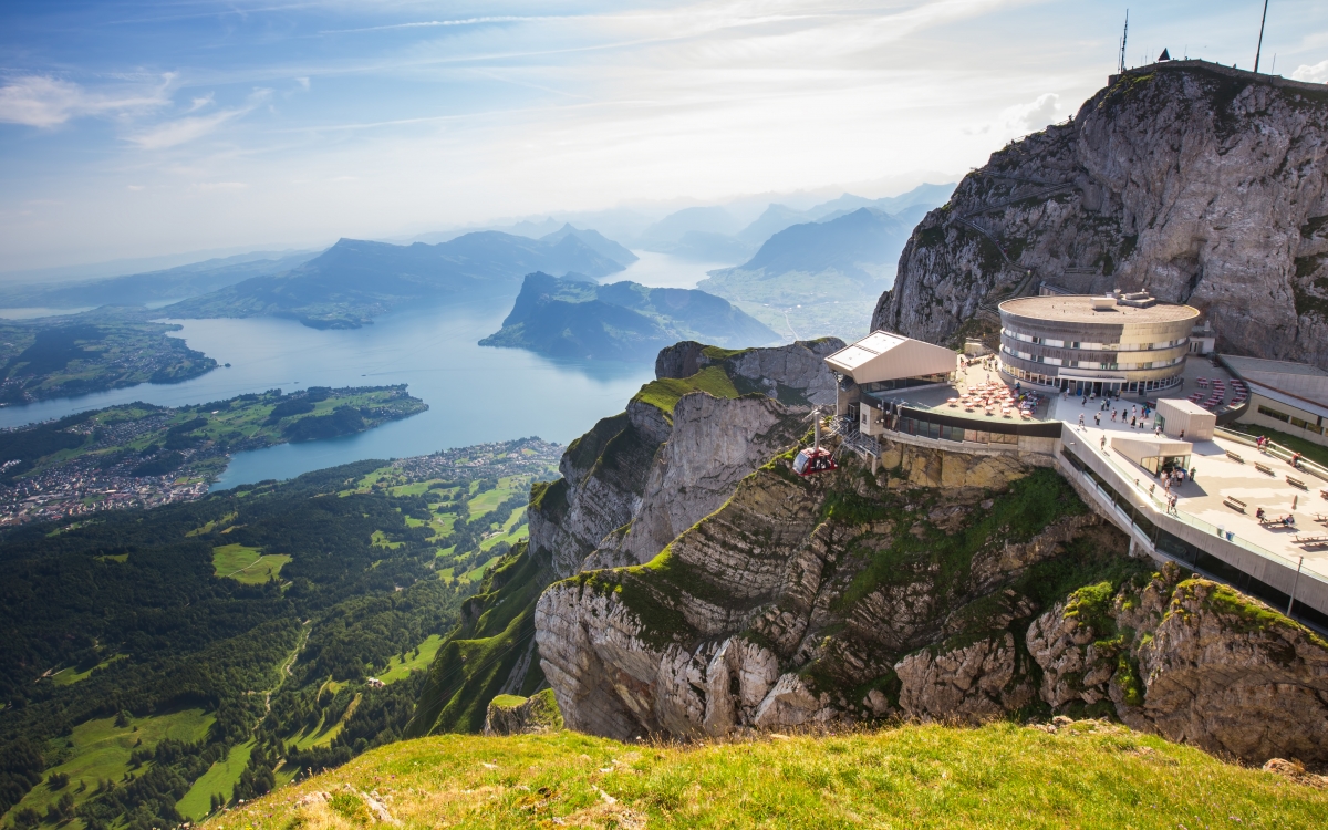 The View from the summit of Mount Pilatus At the summit looking down over Lake Lucerne
