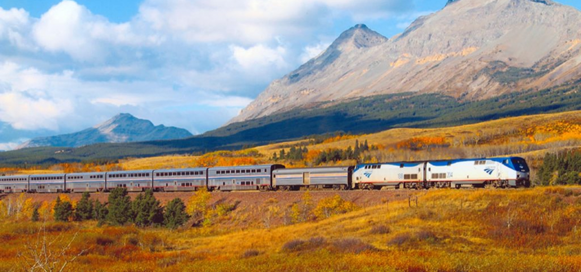 Amtrak's California Zephyr train in beautiful field