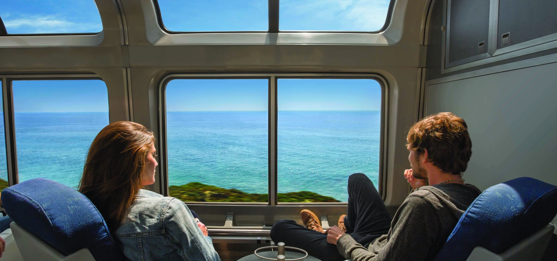 amtrak's coast starlight observation car view of ocean