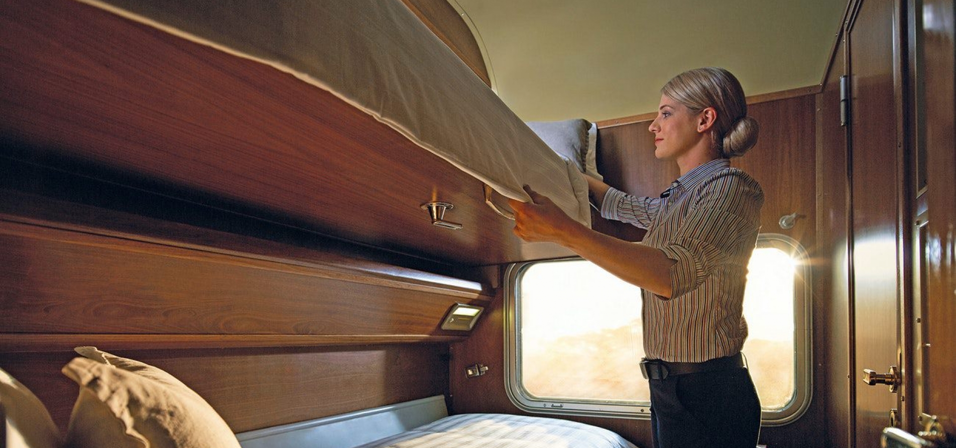 ghan sleeper train gold service sleeping room turndown