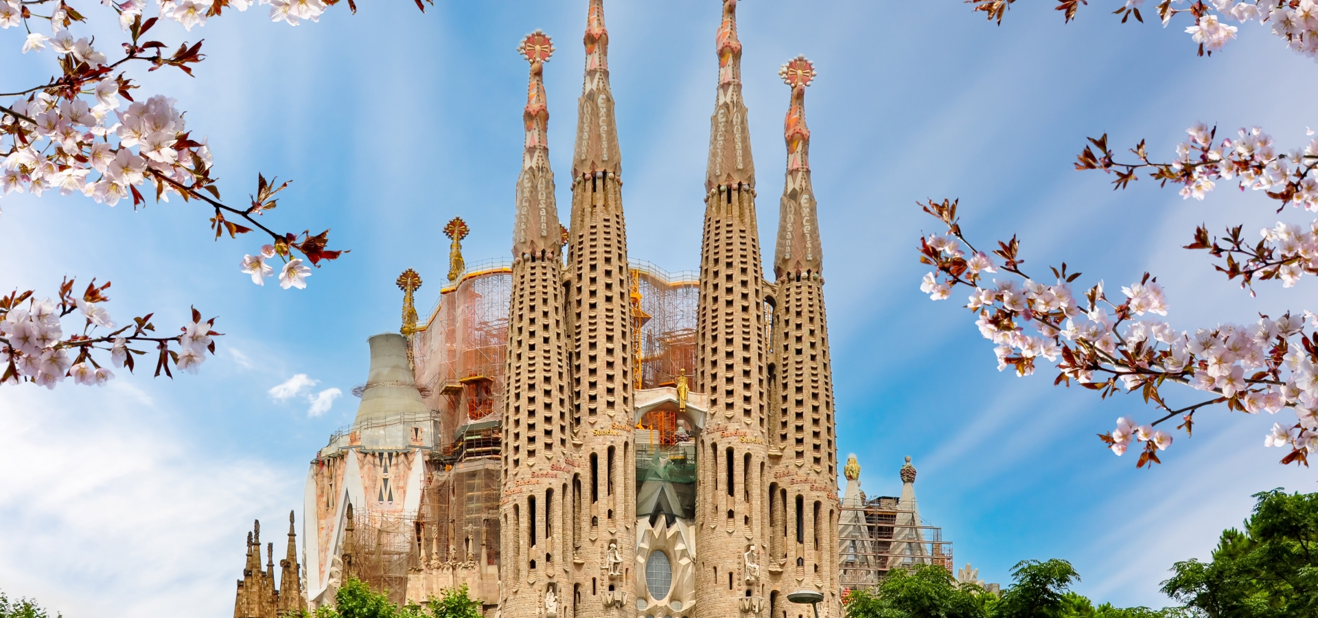 Sagrada Familia cathedral in spring, Barcelona, Spain