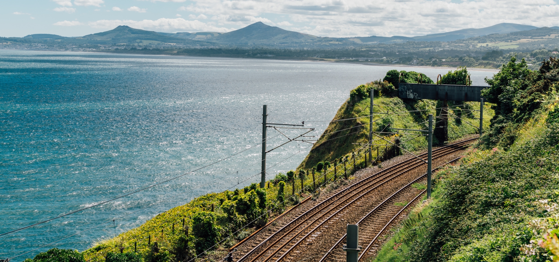 A train track alongside the coast