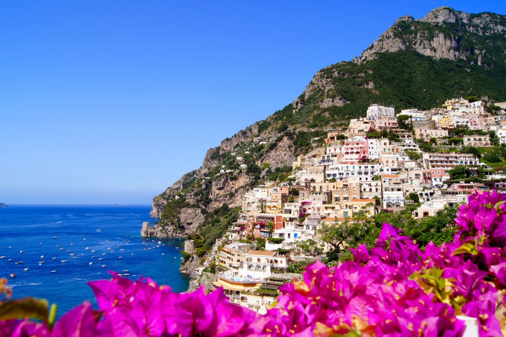 Panoramic view of Positano on the Amalfi Coast of Italy