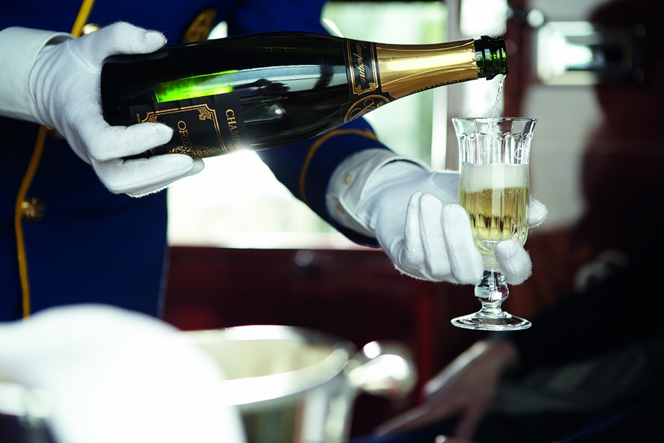 champagne on the Belmond Venice-Simplon Orient-Express luxury train