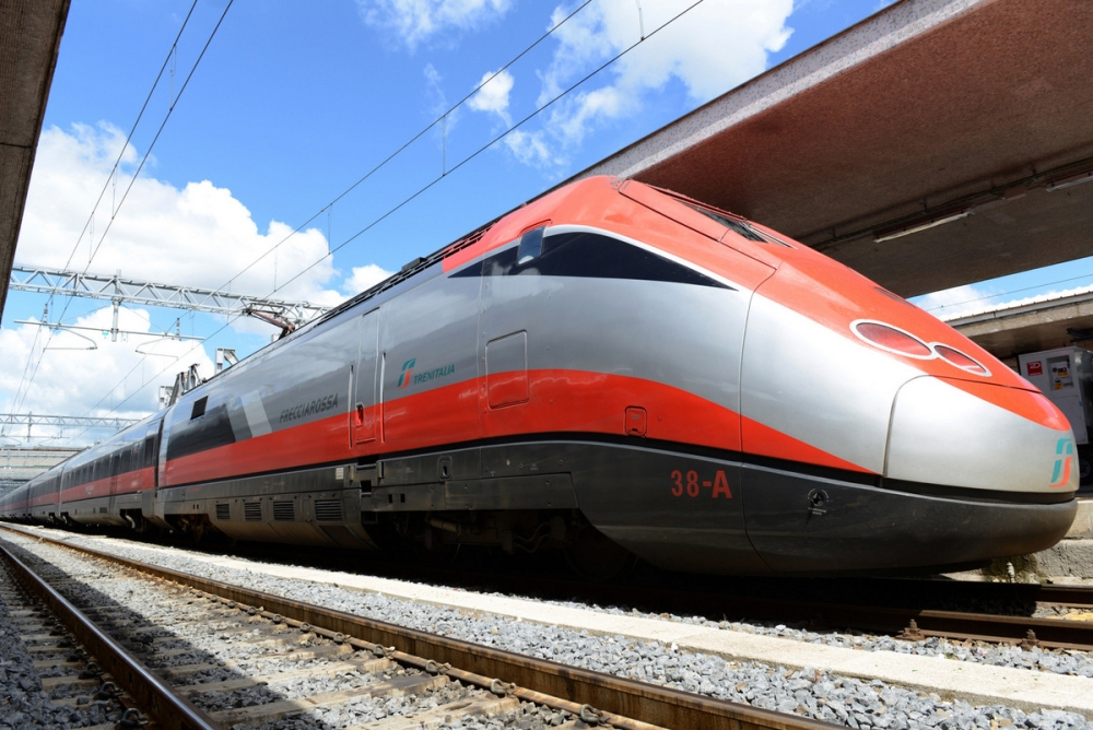 Trenitalia Frecciarossa The exterior of a high speed train in the station