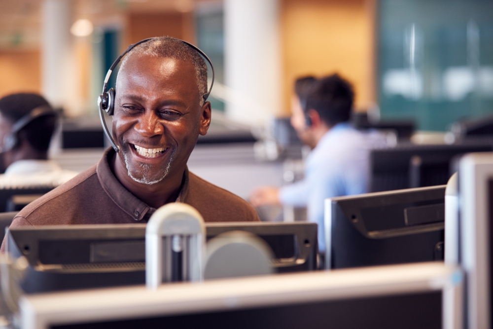 man working in guest relations career