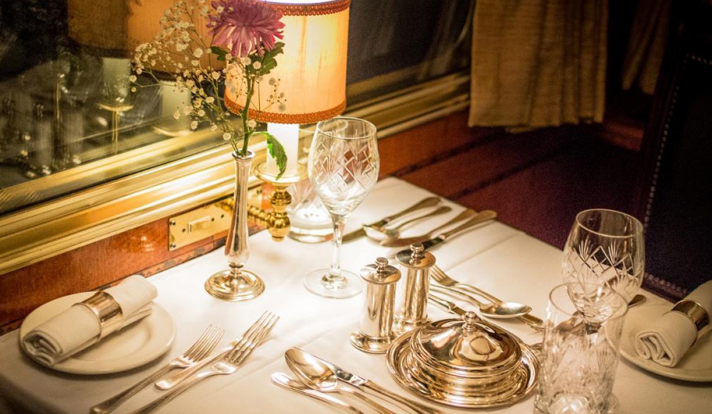 Fine Dining table setting onboard the Blue Train
