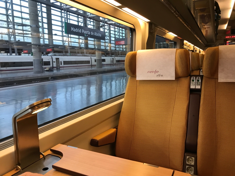 Onboard RENFE Onboard a Spanish Train, a seat with table